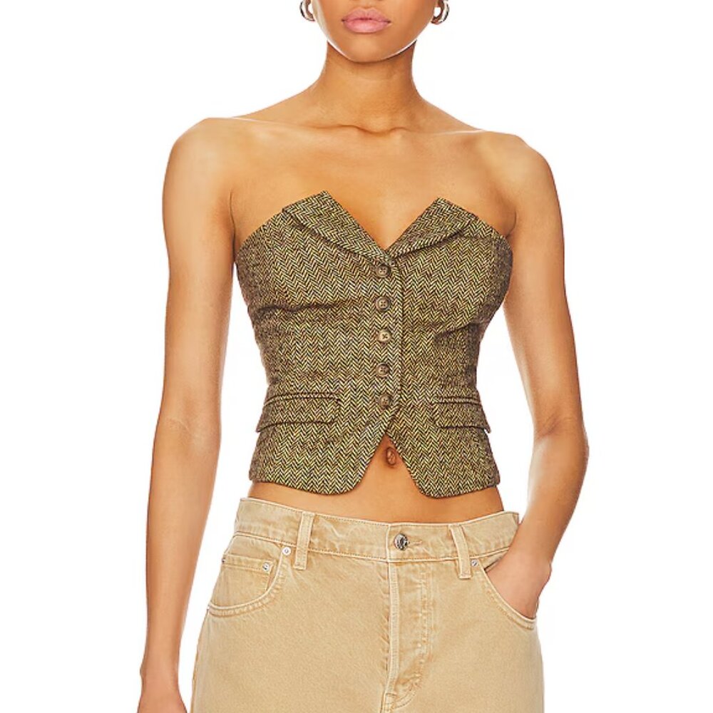 Adare Bustier Top Steve Madden NEW Size S brown